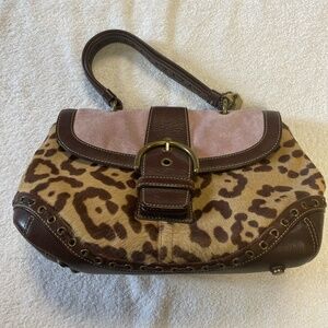 Vintage COACH Limited Edition Madison Suede Calf Hair Leopard Top Handle Tote